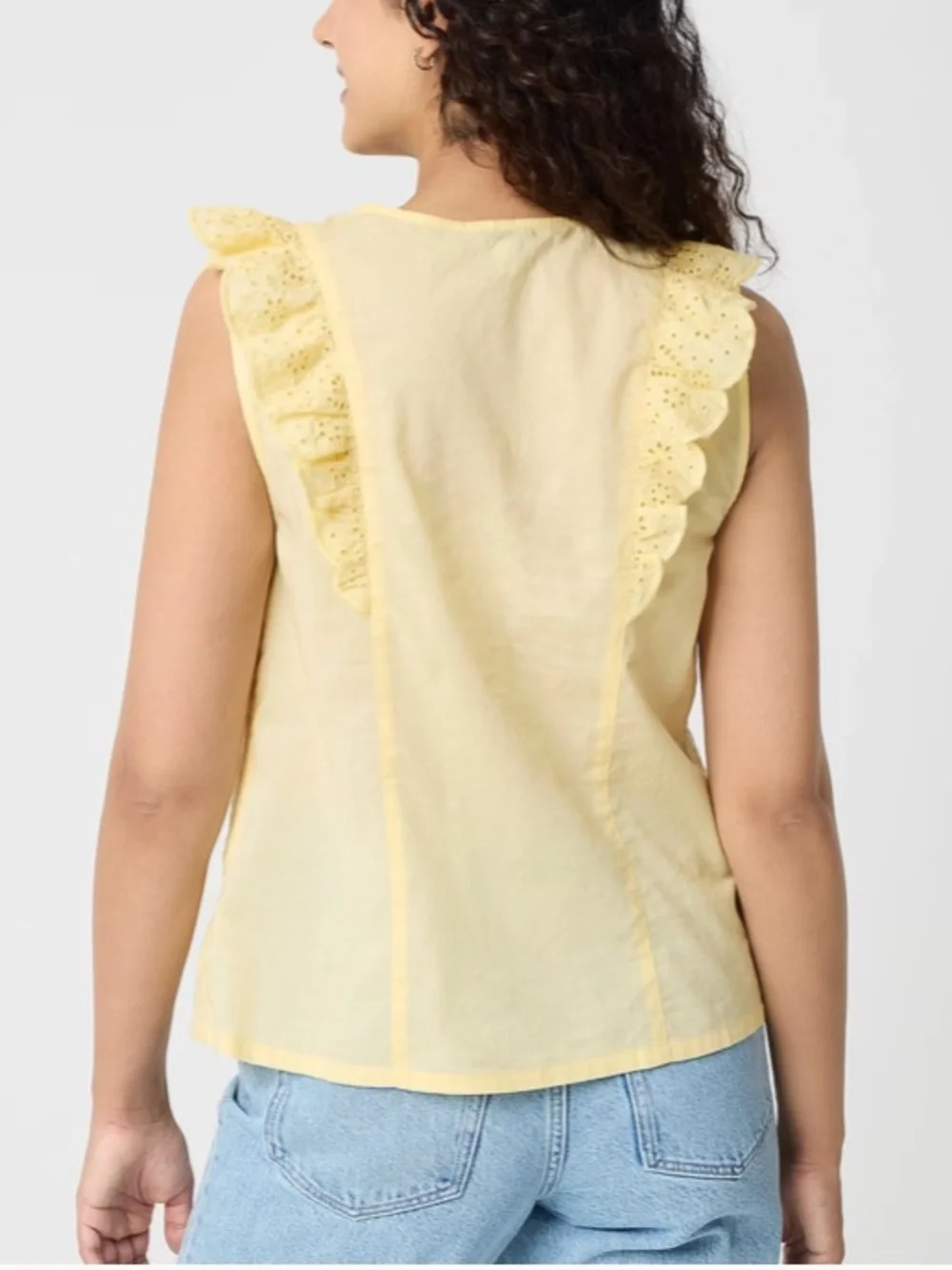 J crew pale banana Eyelet flutter-sleeve top